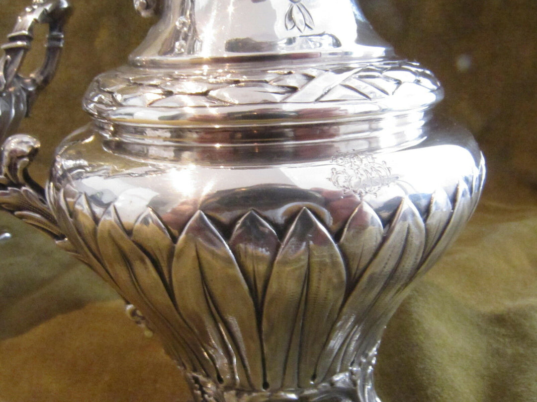 Outstanding french sterling silver tea coffee set Louis XVI st E Puiforcat Nap 3