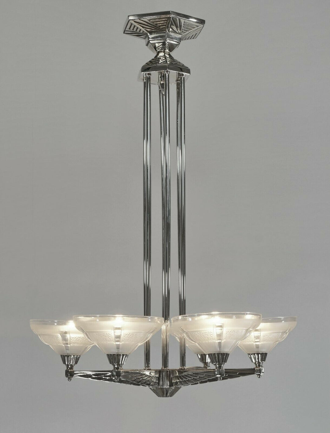 FRENCH 1930 ART DECO CHANDELIER by H.Fournet ...... lamp muller degué era France
