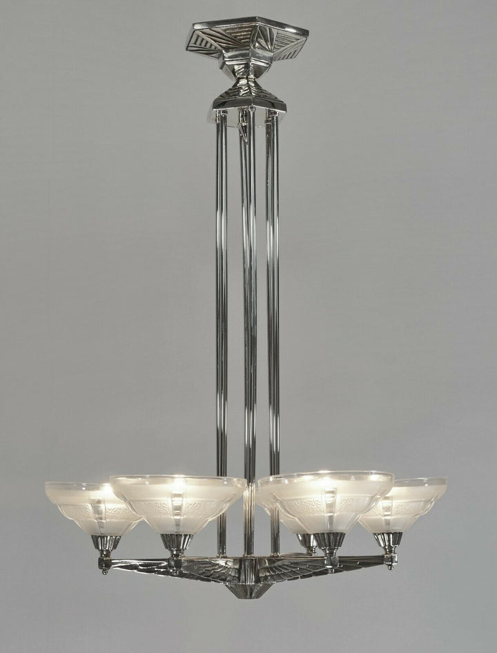 FRENCH 1930 ART DECO CHANDELIER by H.Fournet ...... lamp muller degué era France