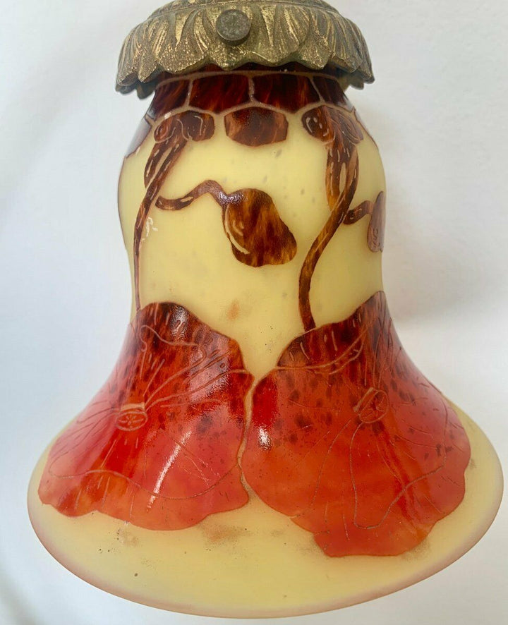 ル・ヴェール・フランセ（シュナイダー兄弟）アンティークテーブルランプ　ポピーの花