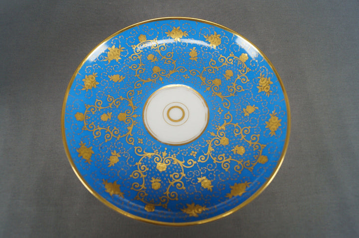 19th Century KPM Berlin Wilhelm I Royal Blue Gold Floral Oversized Cup & Saucer