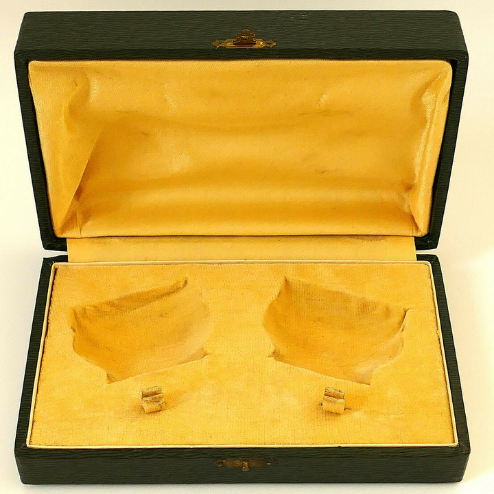 Bezon French Sterling Silver 18k Gold Salt Cellars Pair, Spoons, Original Box