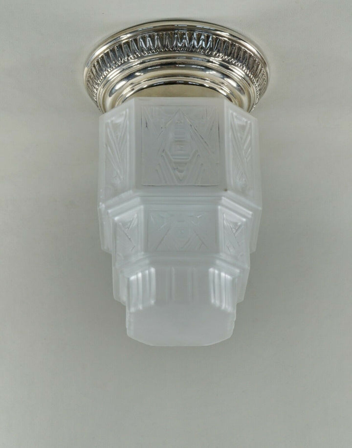 GEORGES LELEU : FRENCH 1930 ART DECO FLUSH MOUNT ...... chandelier lamp pendant