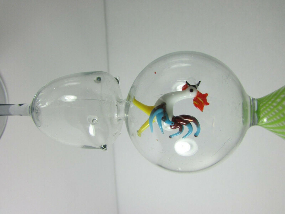 GREEN STRIPE SWIRL WITH ROOSTER BIMINI WERKSTATTE MARTINI GLASS #2