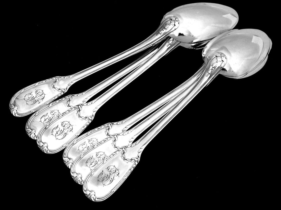 Puiforcat French Sterling Silver Dinner Flatware Set 12 pc Neoclassical