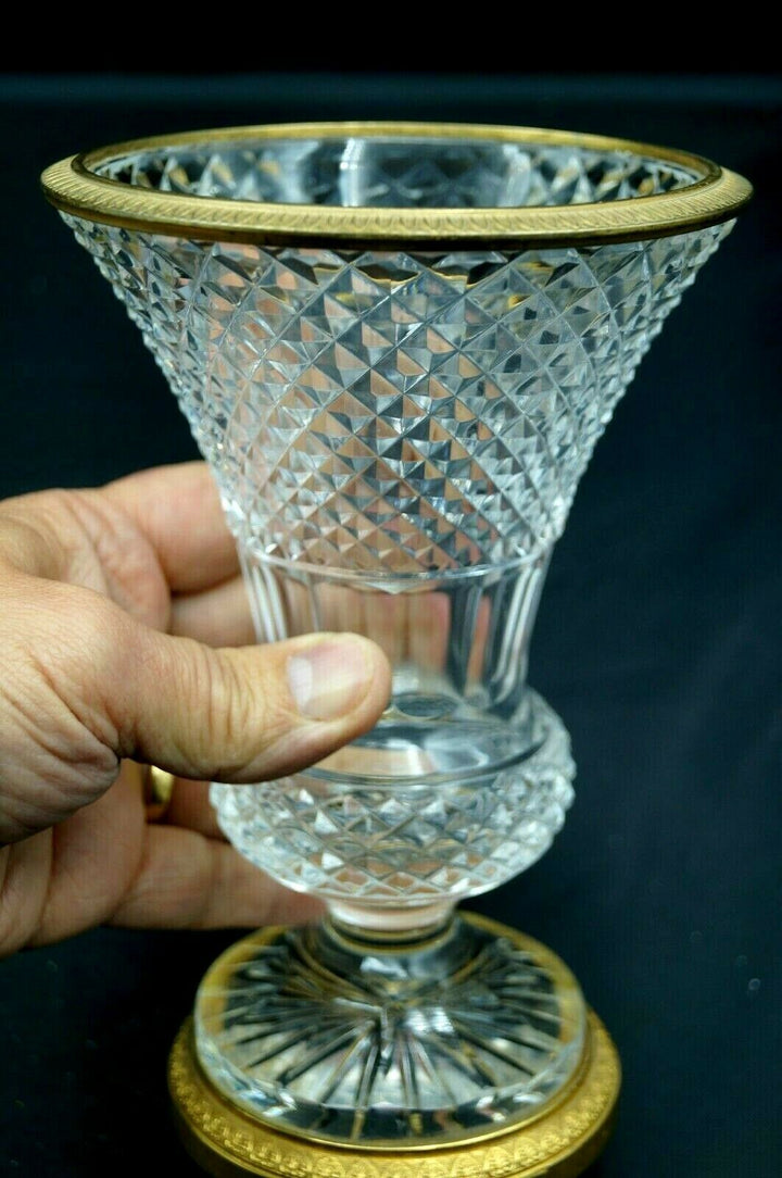 SUPERBE VASE MEDICIS CRISTAL et CERCLAGE BRONZE Baccarat - St.Louis !