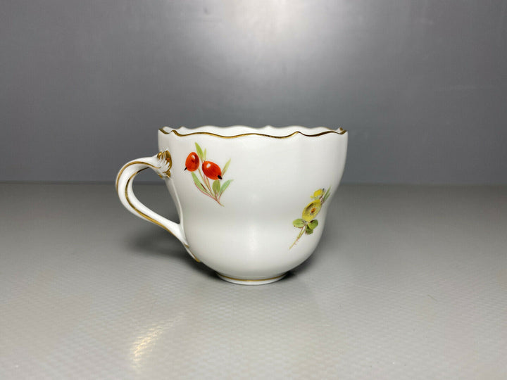 MEISSEN MOKKA GEDECK 2-TLG TASSE UT OBST FRÜCHTE MALEREI WALNUSS BEEREN BLUMEN