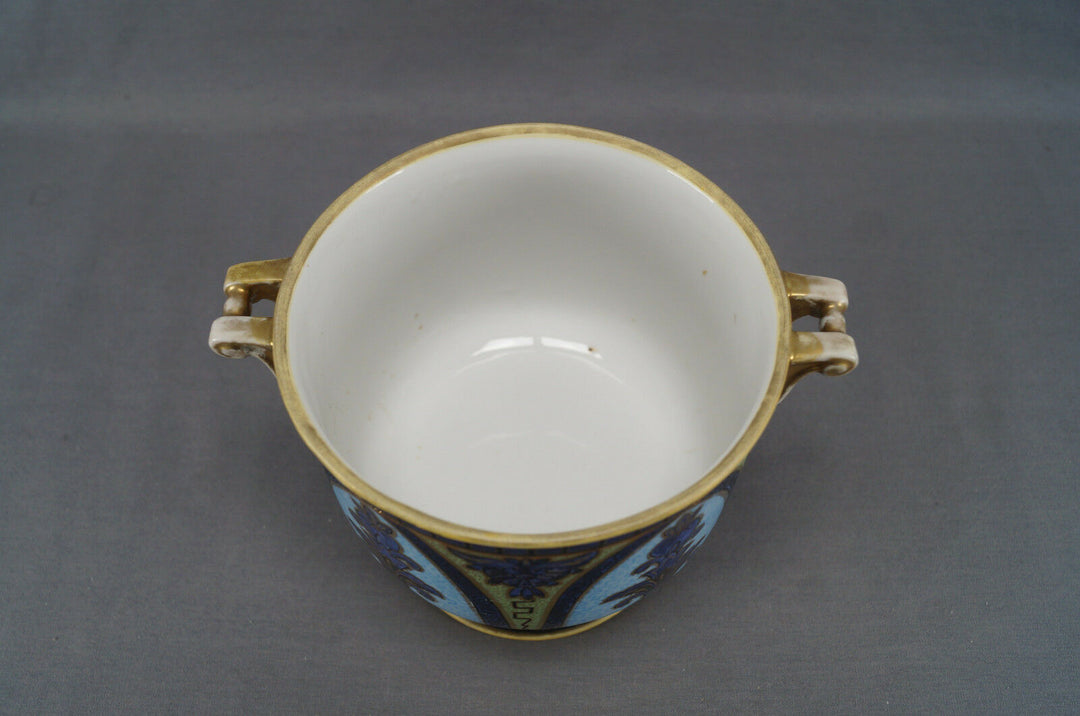 Nippon Morimura Purple Cobalt Blue Bright Blue Green & Gold Floral Arch Planter