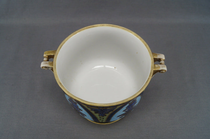 Nippon Morimura Purple Cobalt Blue Bright Blue Green & Gold Floral Arch Planter