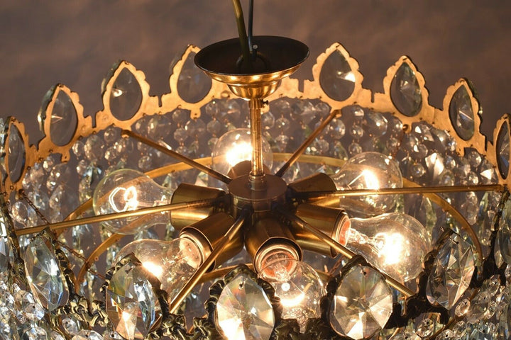Flush Antique French Vintage Crystal Chandelier Pendant Low Ceiling Lighting
