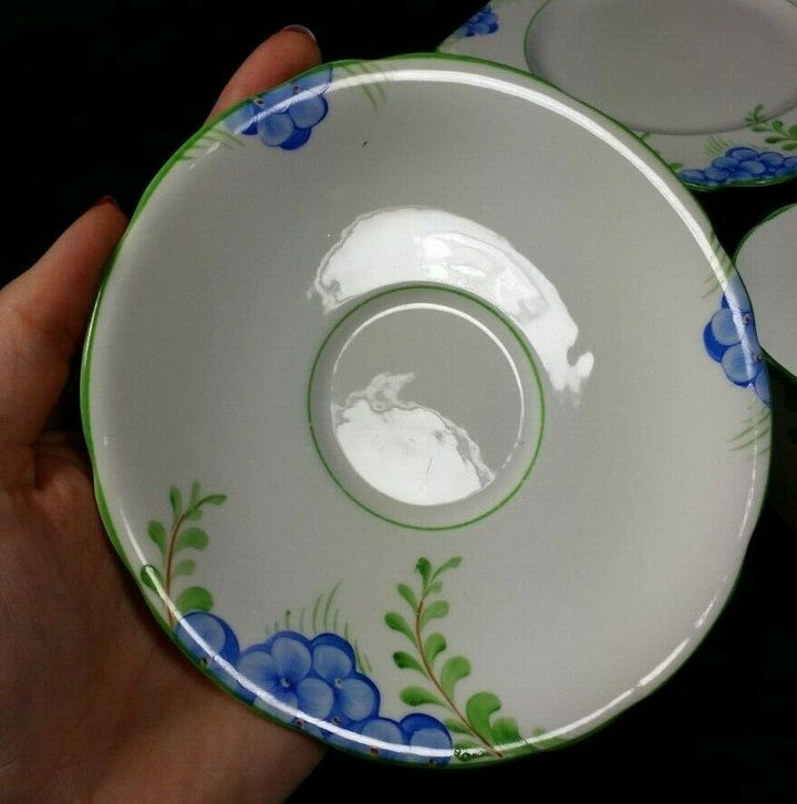 Aynsley RARE Flower Handle Tea Cup and Saucer Trio ART DECO Hand Painted