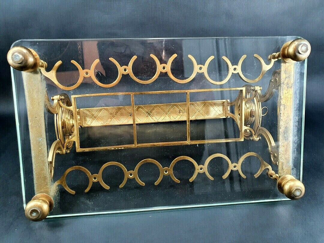 RARE ANTIQUE BACCARAT TANTALUS SIGNED FRENCH GILT BRONZE LIQUOR BOX CAVE LIQUEUR
