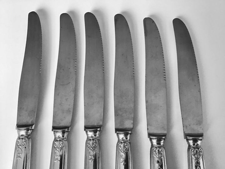 Puiforcat Moliere French solid 800 Silver Dinner meat knife 6/PS