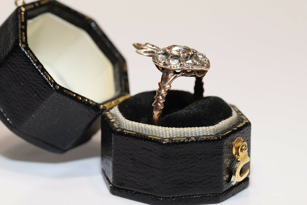 アンティーク オリジナル 8K オスマン ナチュラルローズカットダイヤモンドのハートリング