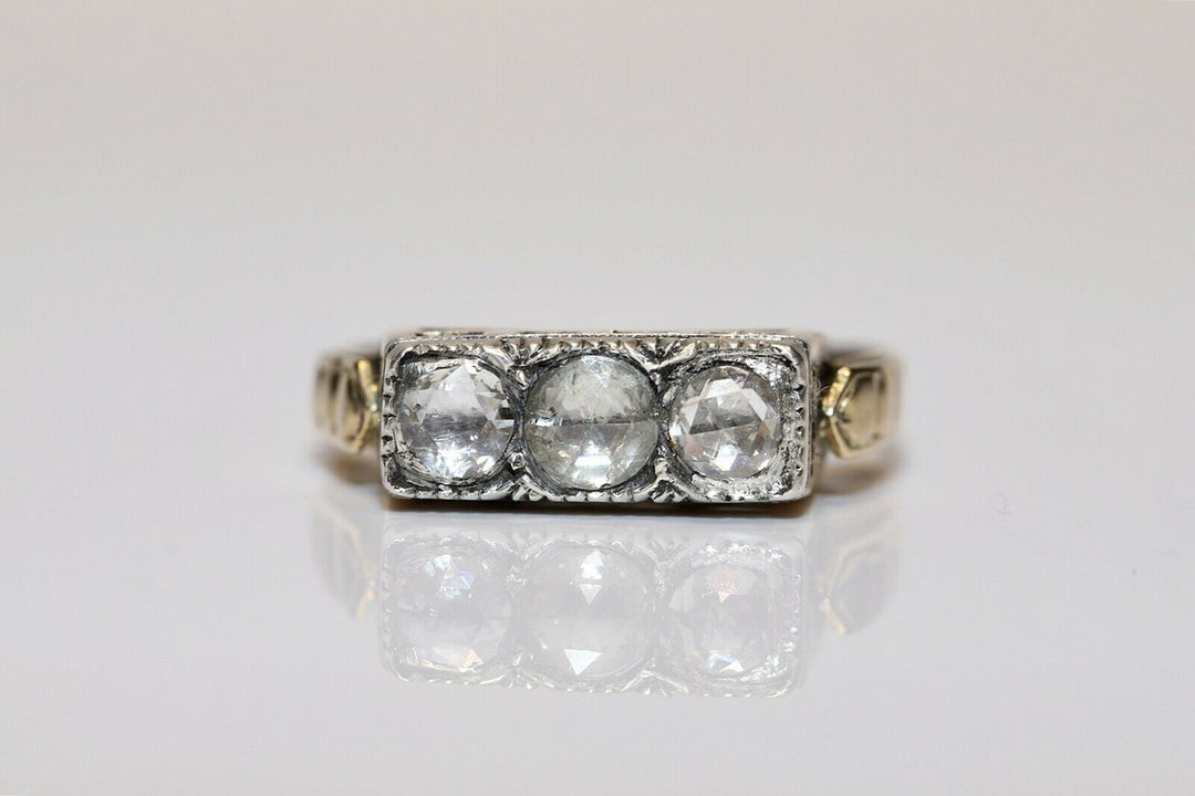 アンティーク 14K ナチュラルローズカットダイヤモンドのヴィクトリアンリング