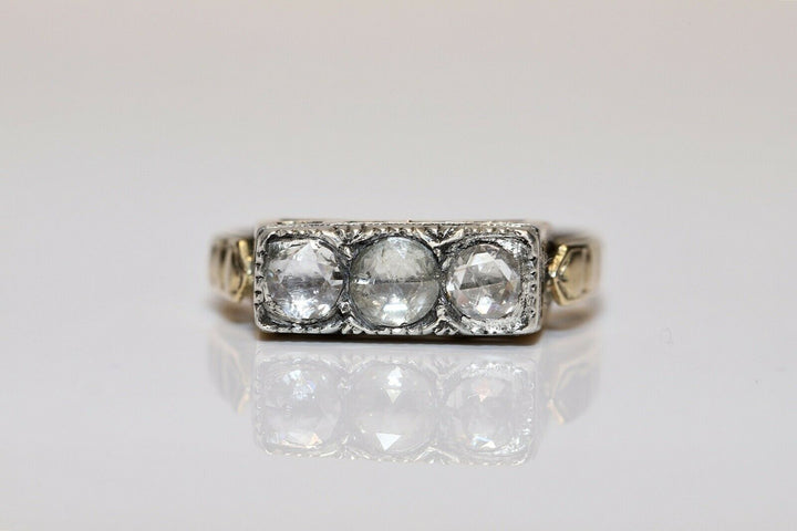 アンティーク 14K ナチュラルローズカットダイヤモンドのヴィクトリアンリング