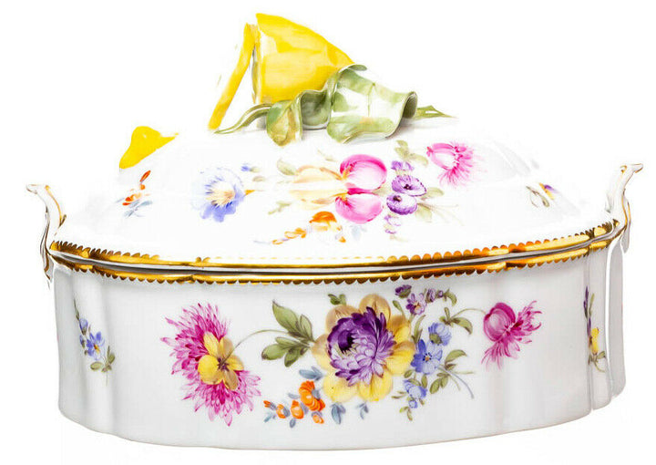 Deckelterrine mit Zitronenknauf Nymphenburg Modell 743 1. Wahl 1940-1960 23,5cm
