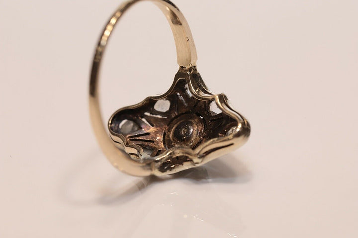 アンティーク オリジナル ヴィクトリアン 14K ナチュラルローズカットダイヤモンドのリング