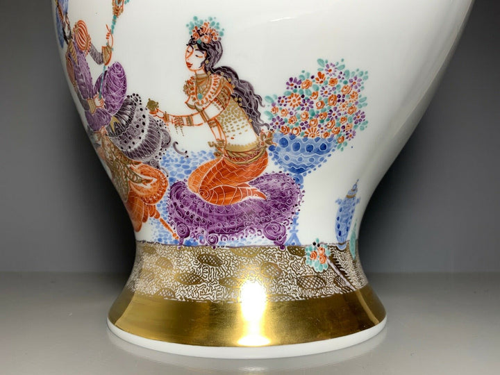 GROSSE MEISSEN VASE 1001 NACHT VIEL GOLD HEINZ WERNER SEHR GUTER ZUSTAND H:45cm