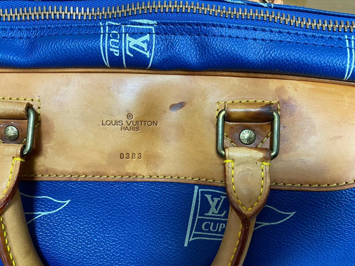 LOUIS VUITTON Sac Plein Air Long BAG CUP 1992 BLUE LEATHER VINTAGE Boston LV221