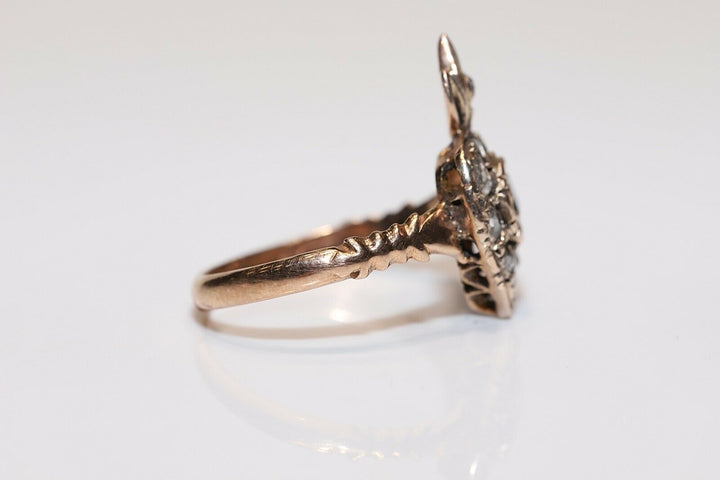 アンティーク オリジナル 8K オスマン ナチュラルローズカットダイヤモンドのハートリング