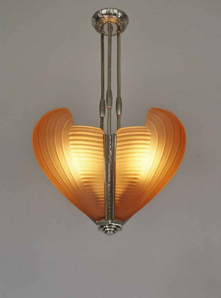 PETITOT : FRENCH 1930 ART DECO CHANDELIER cleopatra ................. muller era