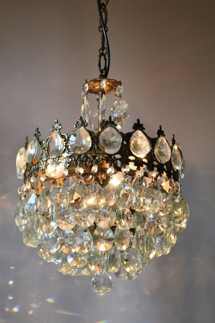 アンティーク照明 クリスタルシャンデリア ヴィンテージ シャビー  