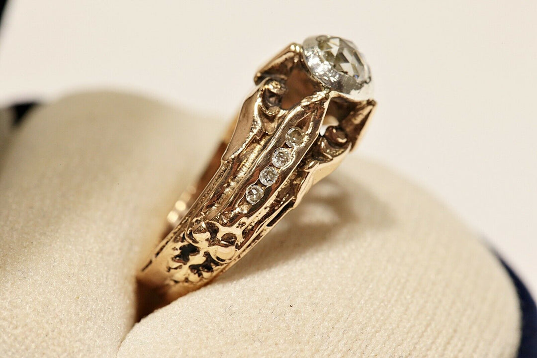 アンティーク ヴィクトリアン 14K ナチュラルローズカットダイヤモンドとダイヤモンドのリング