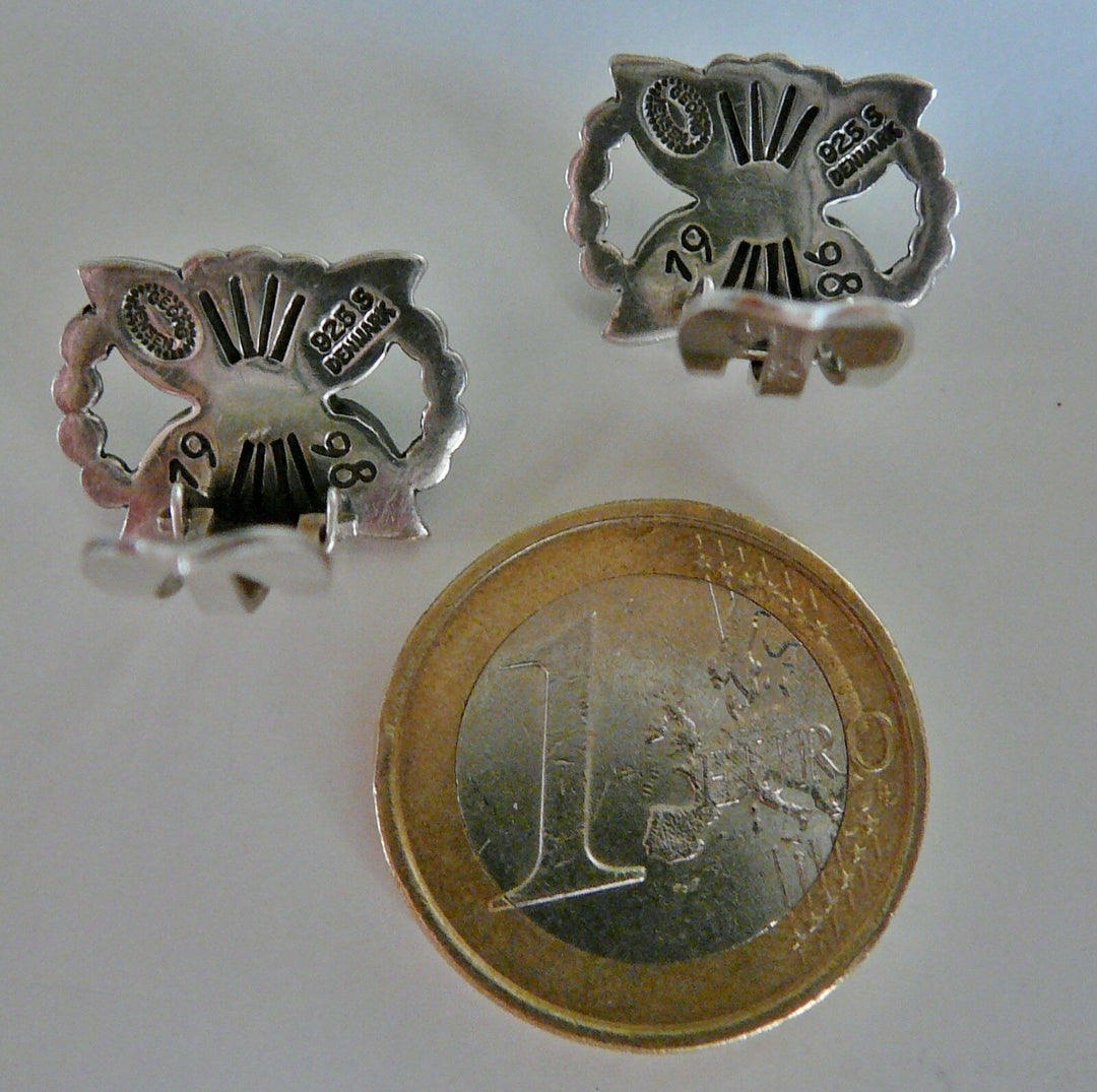 Boucles oreille argent Fleur 1998 GEORG JENSEN Sterling Silver Dogwood Earclips