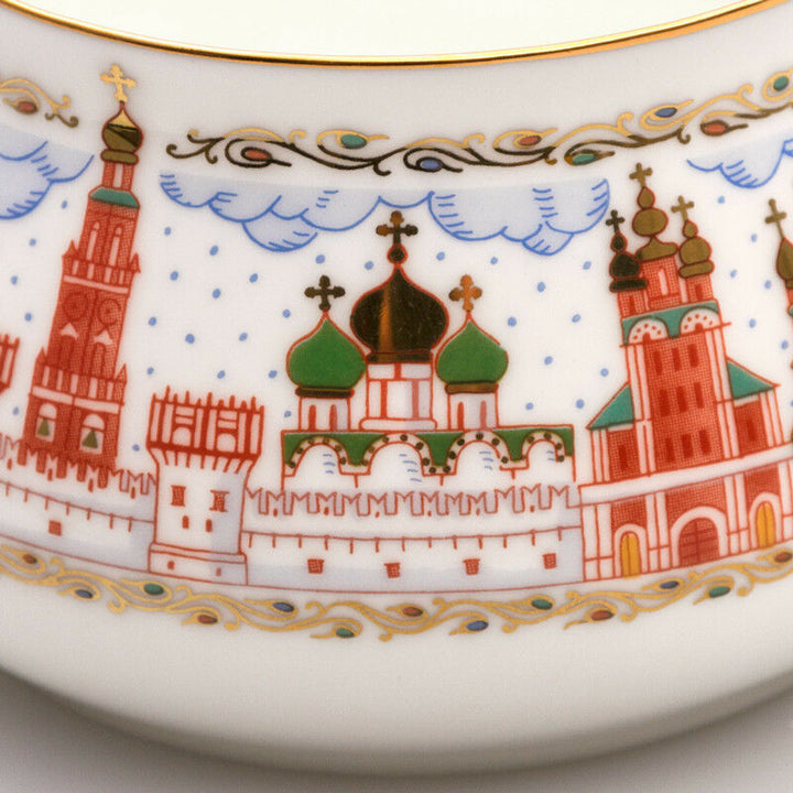Moscow Kremlin Red Square Teacup & Saucer Imperial Lomonosov Porcelain Authentic