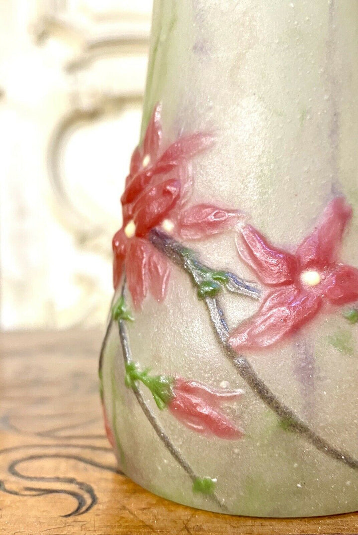 Gabriel Argy-Rousseau - Petit Vase En Pate De Verre, Decor De Fleurs Art Nouveau
