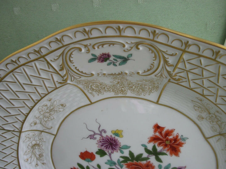 Schöner großer Meissen Wand-Teller mit vielen Indischen Blumen und Gold