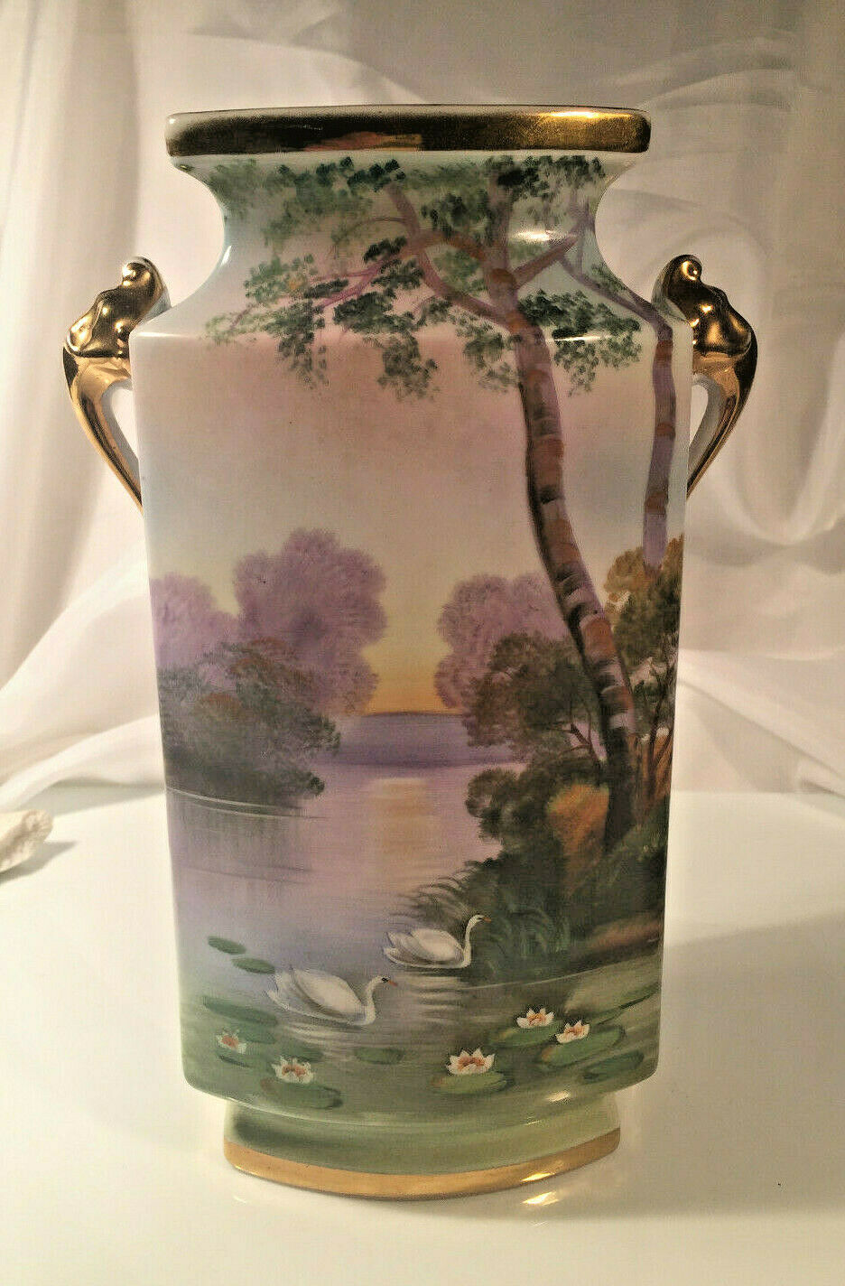 オールドノリタケ　Noritake 花瓶 風景画 手描きT405 オールドノリタケ Noritake 花瓶 風景画 かまい 手描きT405