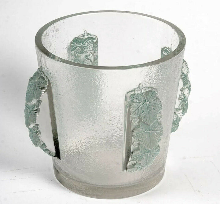 Vase Seau Champagne Epernay Patine Vert René Lalique R.Lalique Glass Ice Bucket