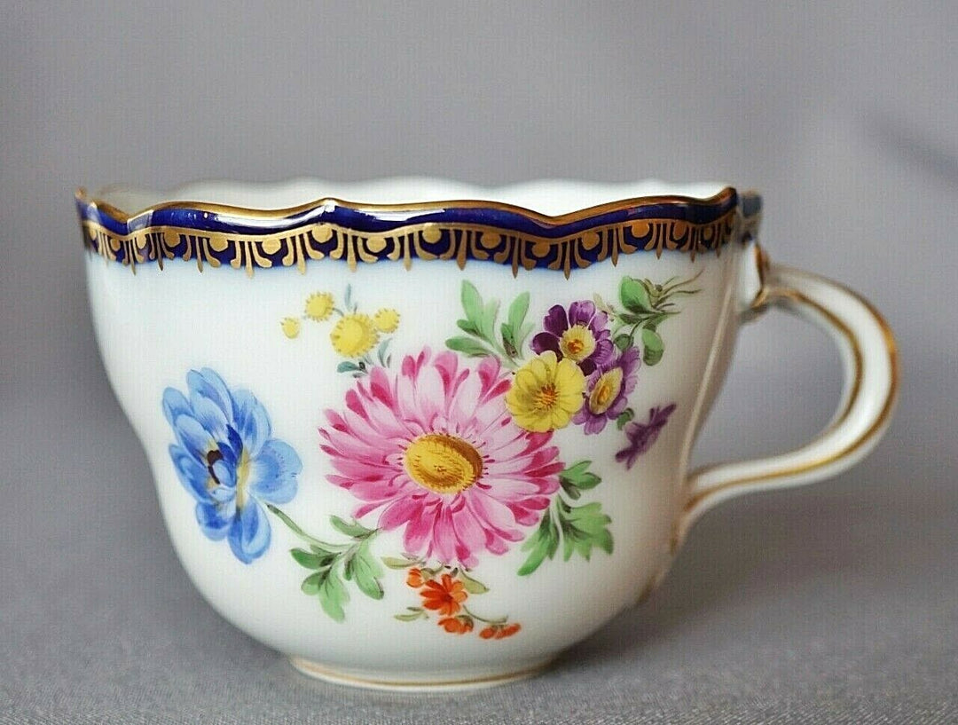 Kaffeegedeck A-Kante mit 5 Feldblumen Porzellan von Meissen 1. Wahl