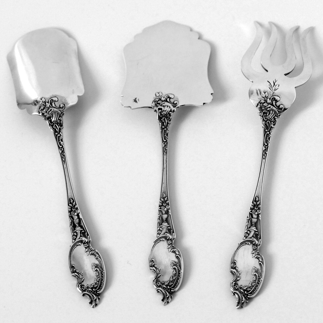 Boivin French sterling silver Dessert Hors d'Oeuvre set 4 pc w/box Rococo