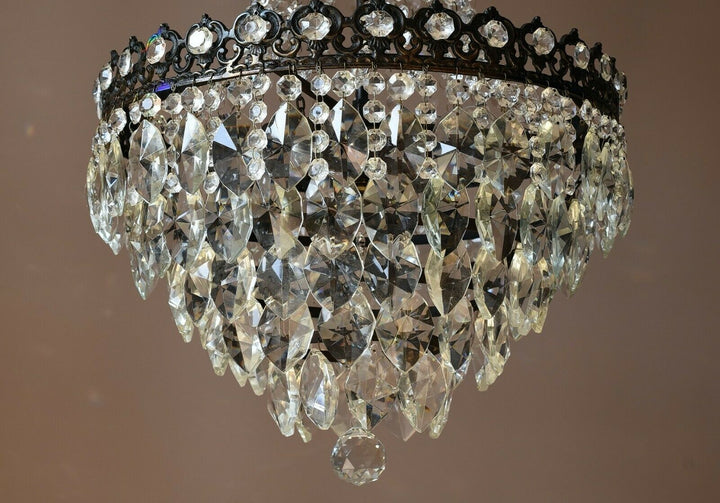 Vintage Crystal Chandelier Antique Brass French Empire Home Lighting Retro lamp