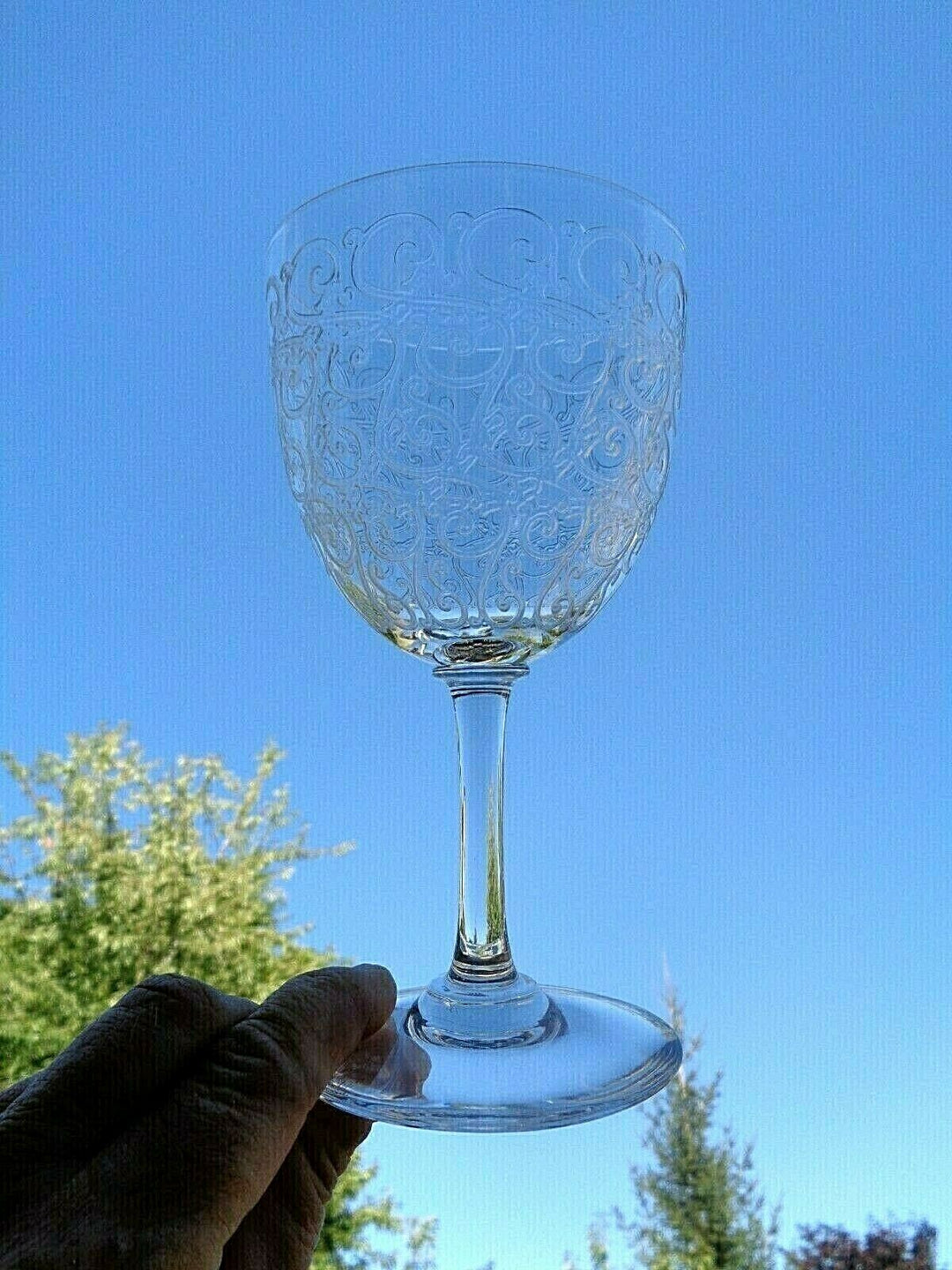 BACCARAT ROHAN COMBOURG WINE WATE GLASSES VERRE A EAU VIN CRISTAL GRAVÉ ART DECO