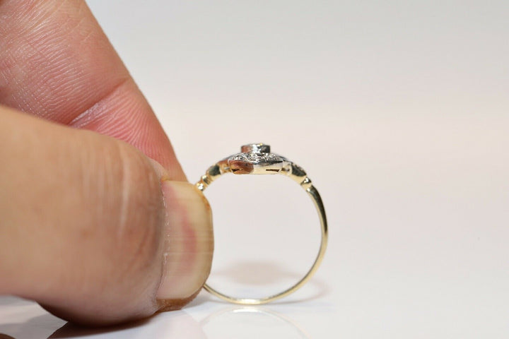 アンティーク オリジナル アールデコ 18K ナチュラルダイヤモンドとカリバーサファイアのリング