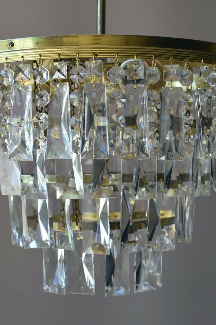 Flush Ceiling Light Vintage Chandelier, Antique Lighting, Oblong Crystal Light