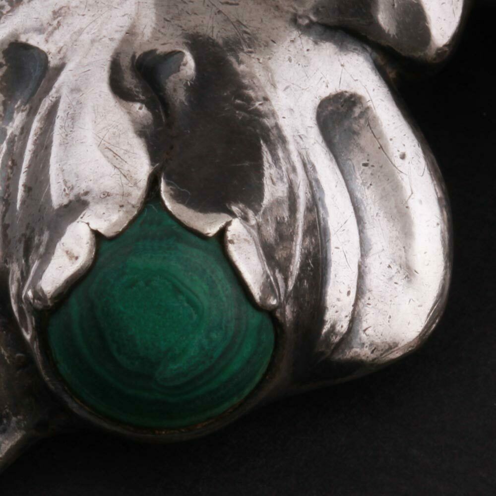 エヴァルト・ニールセン シルバー830 孔雀石ブローチ