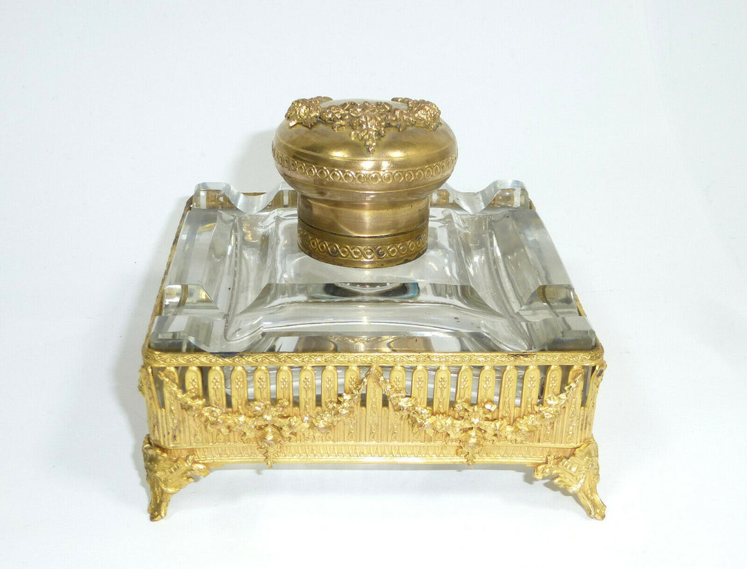 Inkwell Um 1860-1880 France Baccarat Crystal Glass