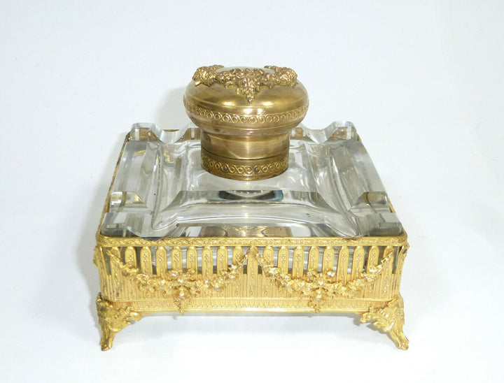 Inkwell Um 1860-1880 France Baccarat Crystal Glass