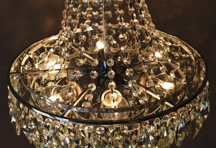 Empire Vintage Crystal Chandelier, Silver Antique Lighting French Big Light lamp