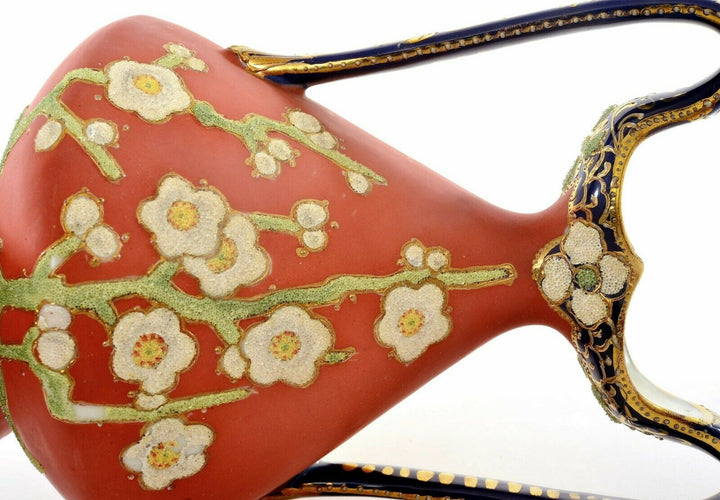 オールドノリタケ　コラレン　コーラルレッド　梅の花の花瓶