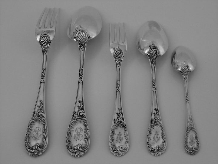Puiforcat Fabulous French Sterling Silver Flatware Set 60 pc Rococo w/boxes