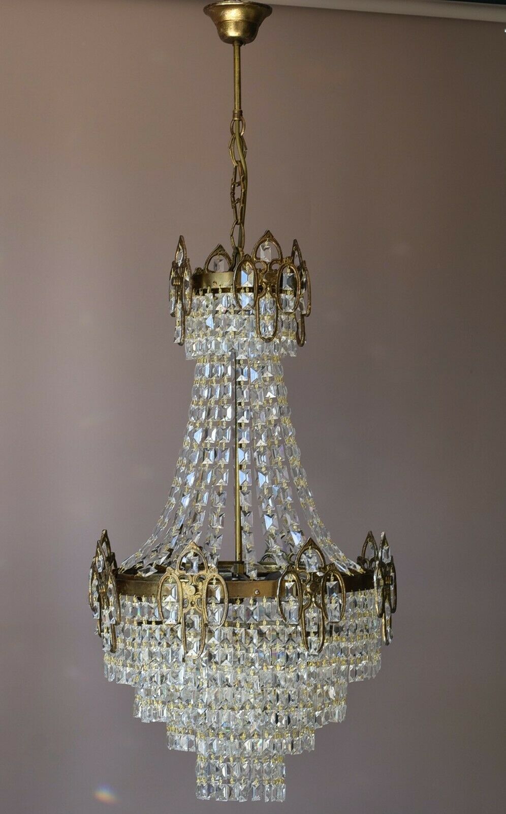 Oriental French Empire Crystal Chandelier Antique Vintage Lighting Pendant Lamp