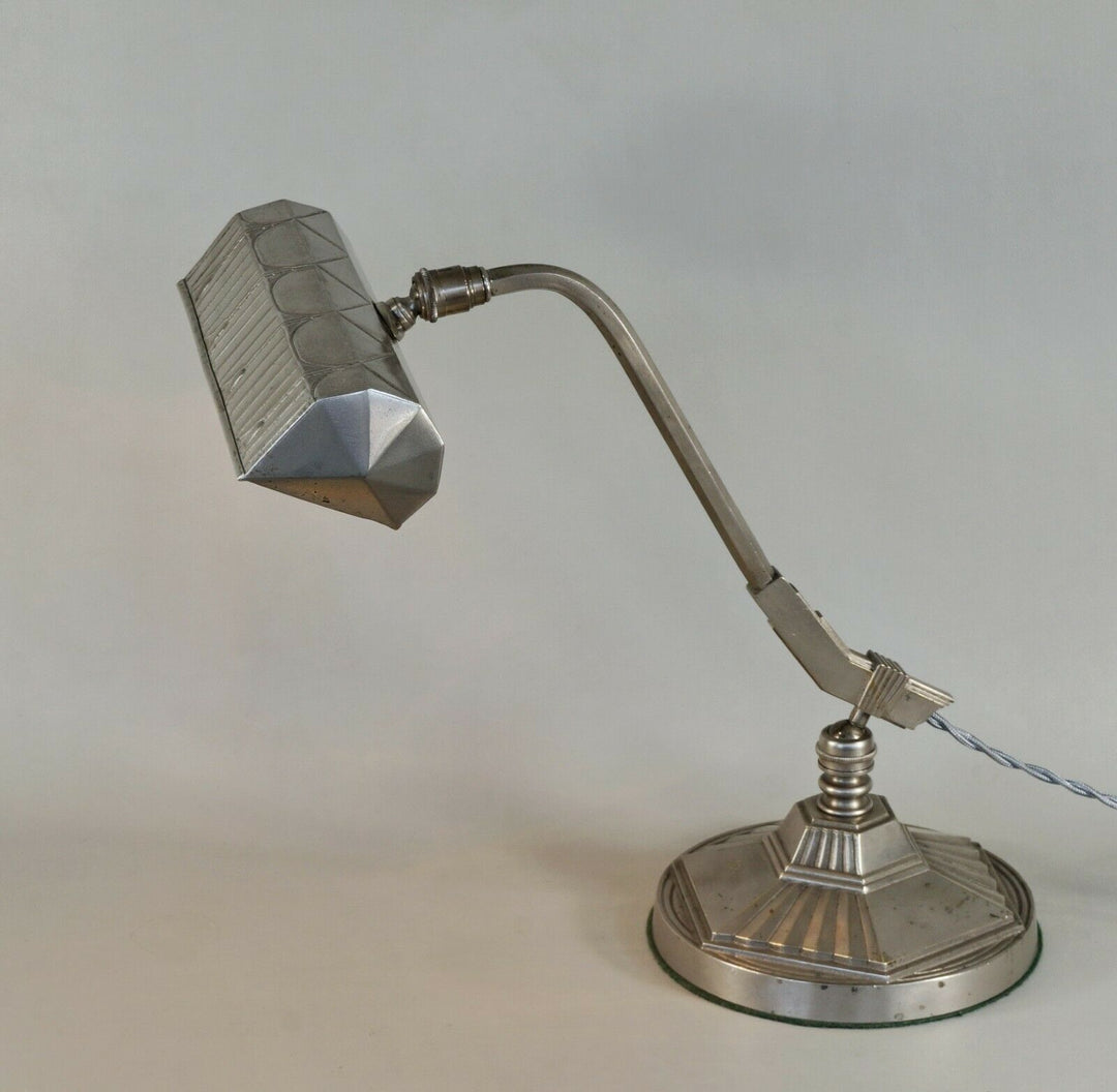 MONIX : French art deco piano lamp in nickeled bronze 1930 ... table lamp France