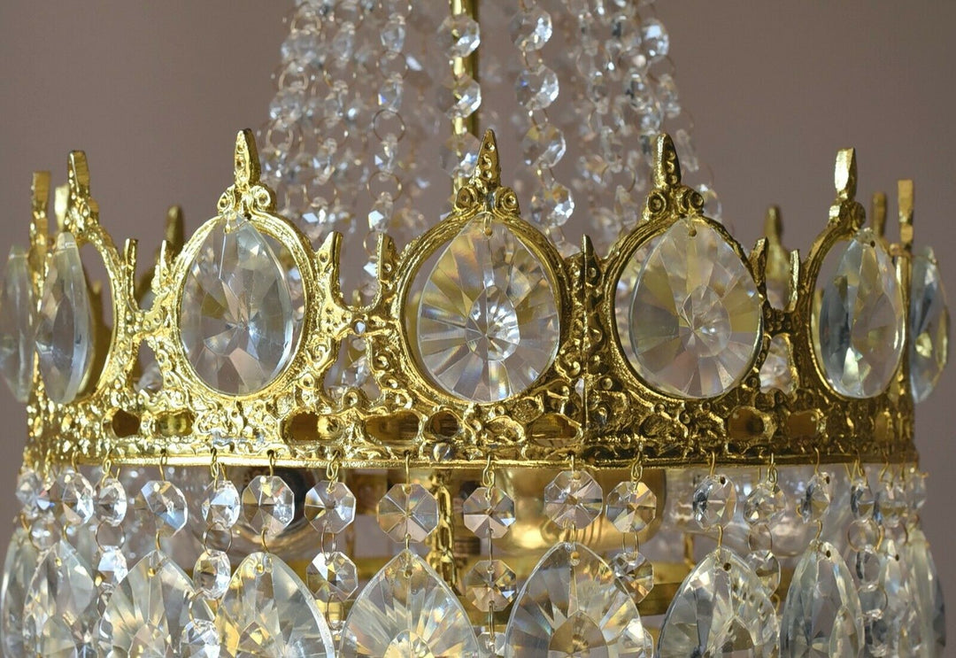 Brass Lighting Antique French Vintage Ceiling Living Room Bar Crystal Chandelier
