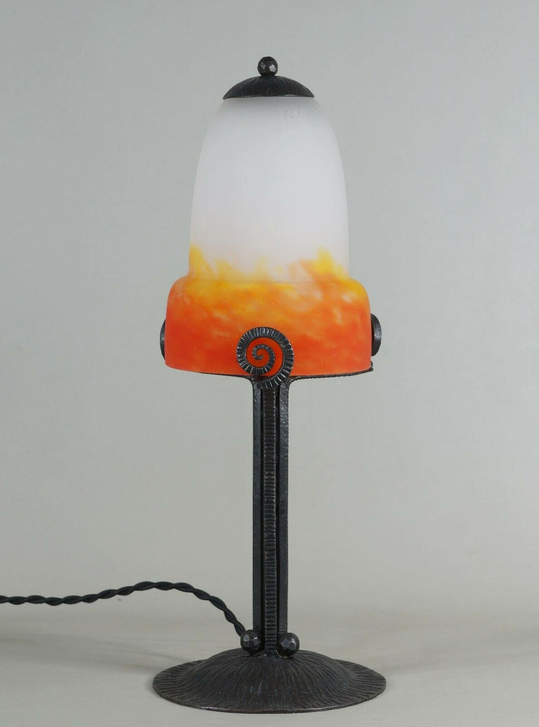 MULLER FRERES : pair of FRENCH 1930 ART DECO LAMPS in wrought iron . lamp France